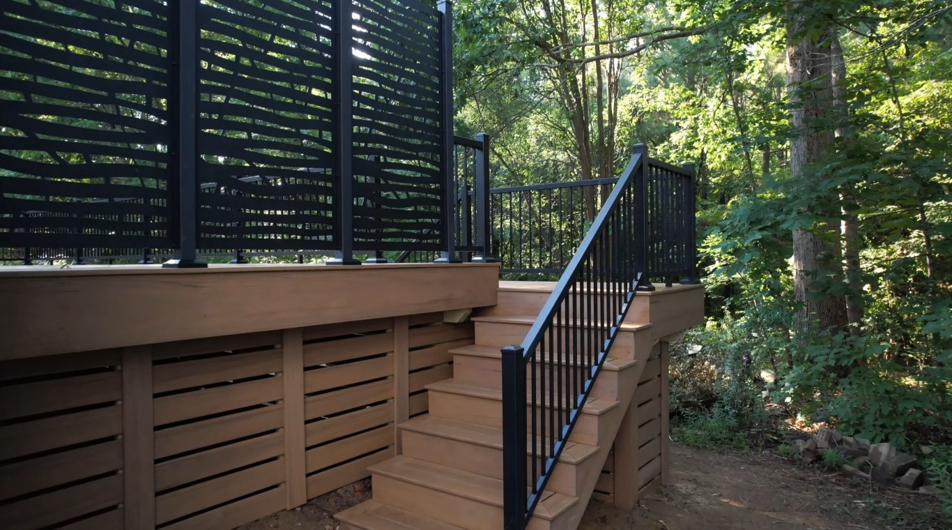Deck with custom stairs and railings in Deltona, FL